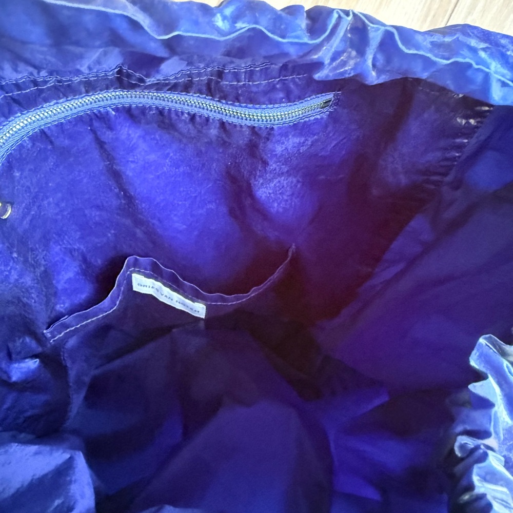 Elegant Navy Drawstring Backpack With Orange Acce… - image 4